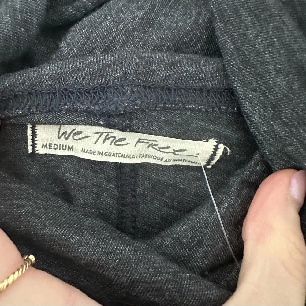 NWT Free People We The Free Turtleneck Long Sleeve Shirt Top Grey Black Medium - Picture 6 of 7